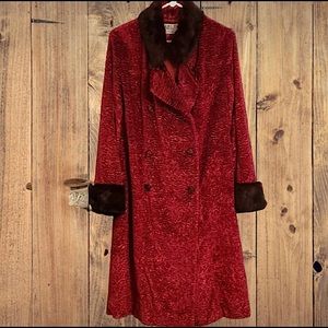 Euro. Co. New York Women’s Burgundy Faux Fur Coat.
